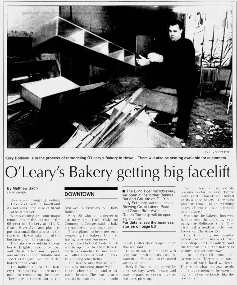 OLearys Bakery - Jan 08 1997 Article